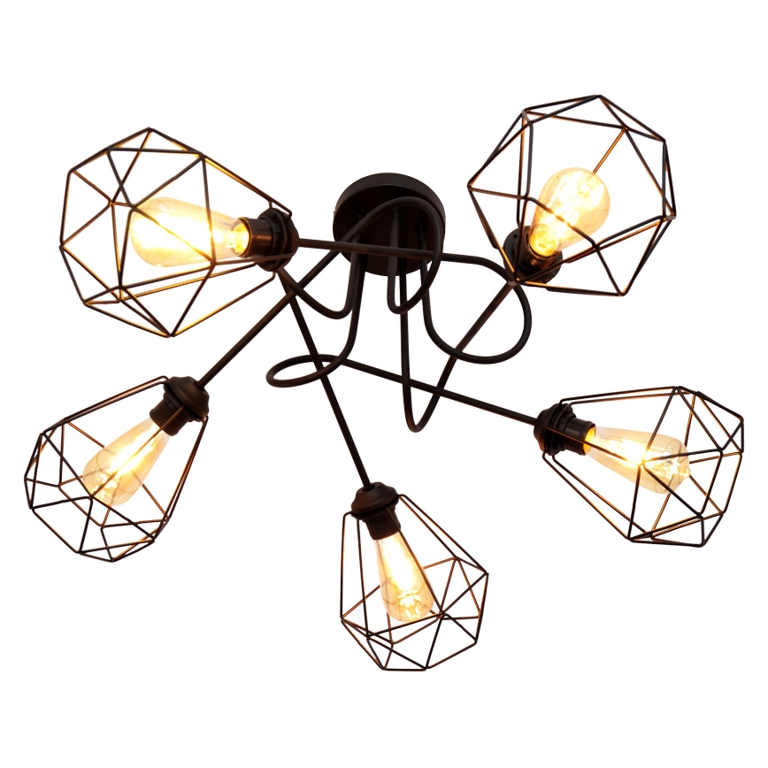 Prisadený luster KARO 5xE27/15W/230V čierna