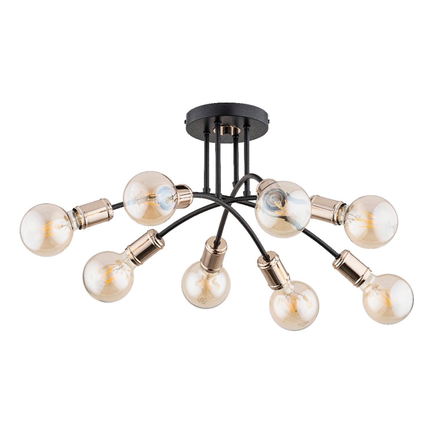 Prisadený luster LANTI 8xE27/15W/230V zlatá/čierna