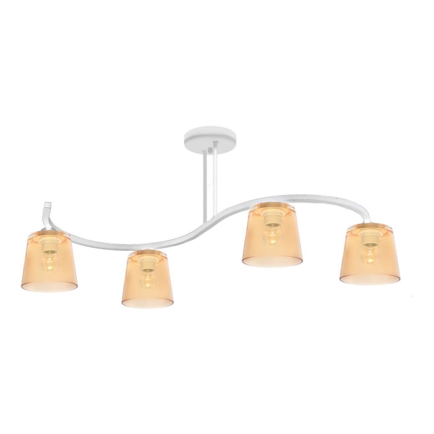 Prisadený luster LUCEA 4xE27/15W/230V biela/oranžová