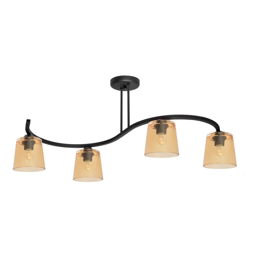 Prisadený luster LUCEA 4xE27/15W/230V čierna/oranžová
