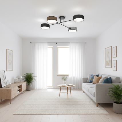 Prisadený luster MAGA 4xE14/10W/230V čierna/hnedá/sivá