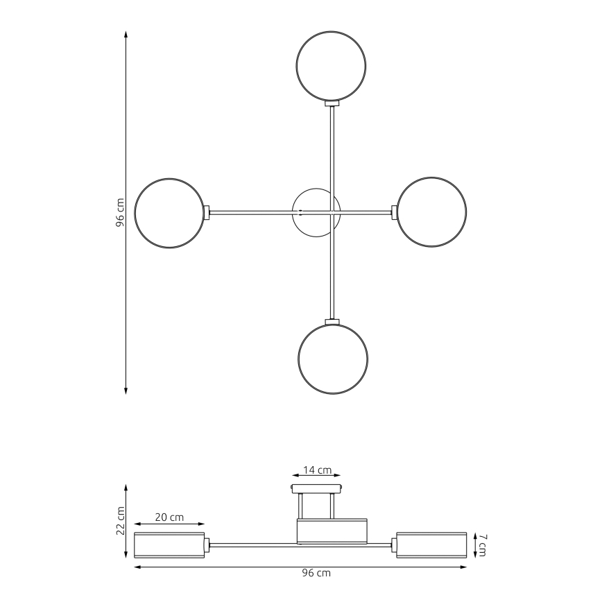 Prisadený luster MAGA 4xE14/10W/230V sivý