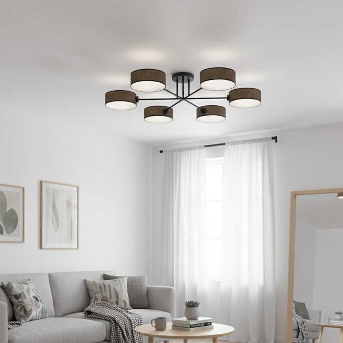 Prisadený luster MAGA 6xE14/10W/230V hnedý