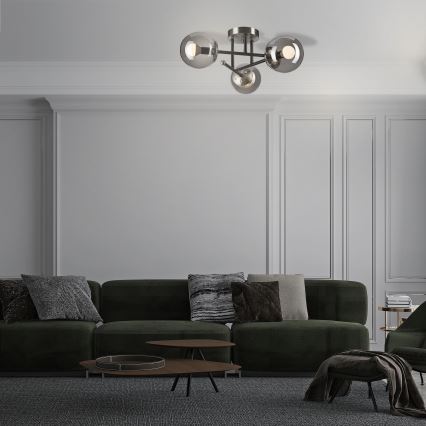 Prisadený luster MALENA 3xE14/5W/230V čierna/dymová