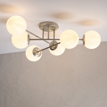 Prisadený luster MALENA 6xE14/5W/230V matný chróm/biela