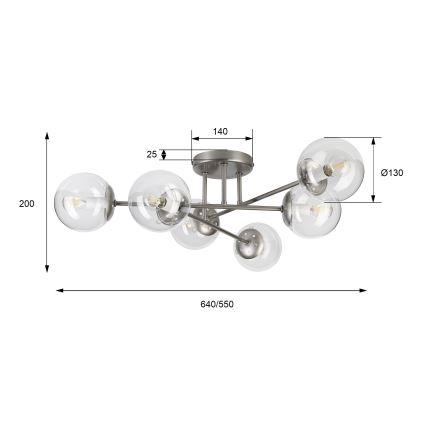 Prisadený luster MALENA 6xE14/5W/230V matný chróm/číre