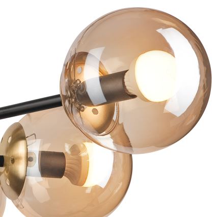 Prisadený luster MALENA 6xE14/5W/230V zlatá/čierna/dymová béžová