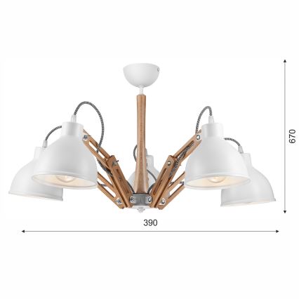Prisadený luster MARCELLO 5xE27/60W/230V - FSC certifikované