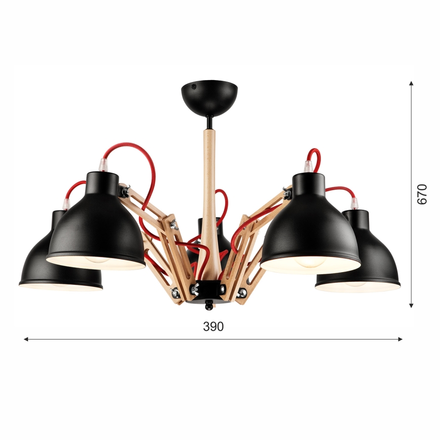 Prisadený luster MARCELLO 5xE27/60W/230V buk