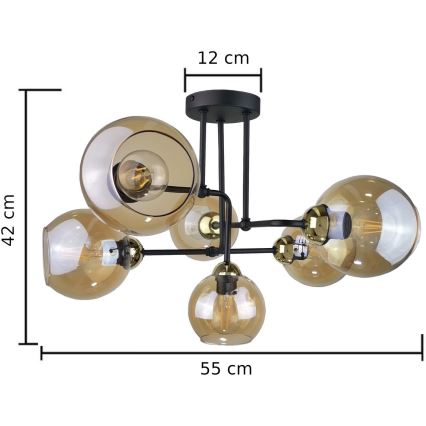 Prisadený luster MONDE GOLD 6xE27/60W/230V