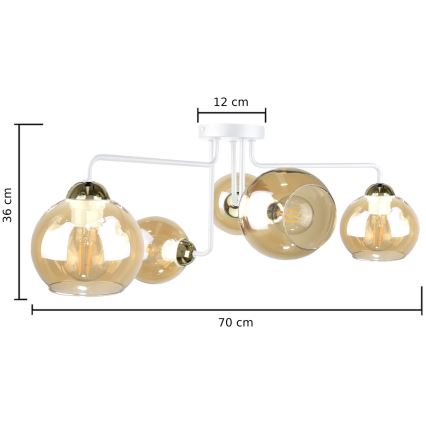 Prisadený luster MONDE WHITE 5xE27/60W/230V