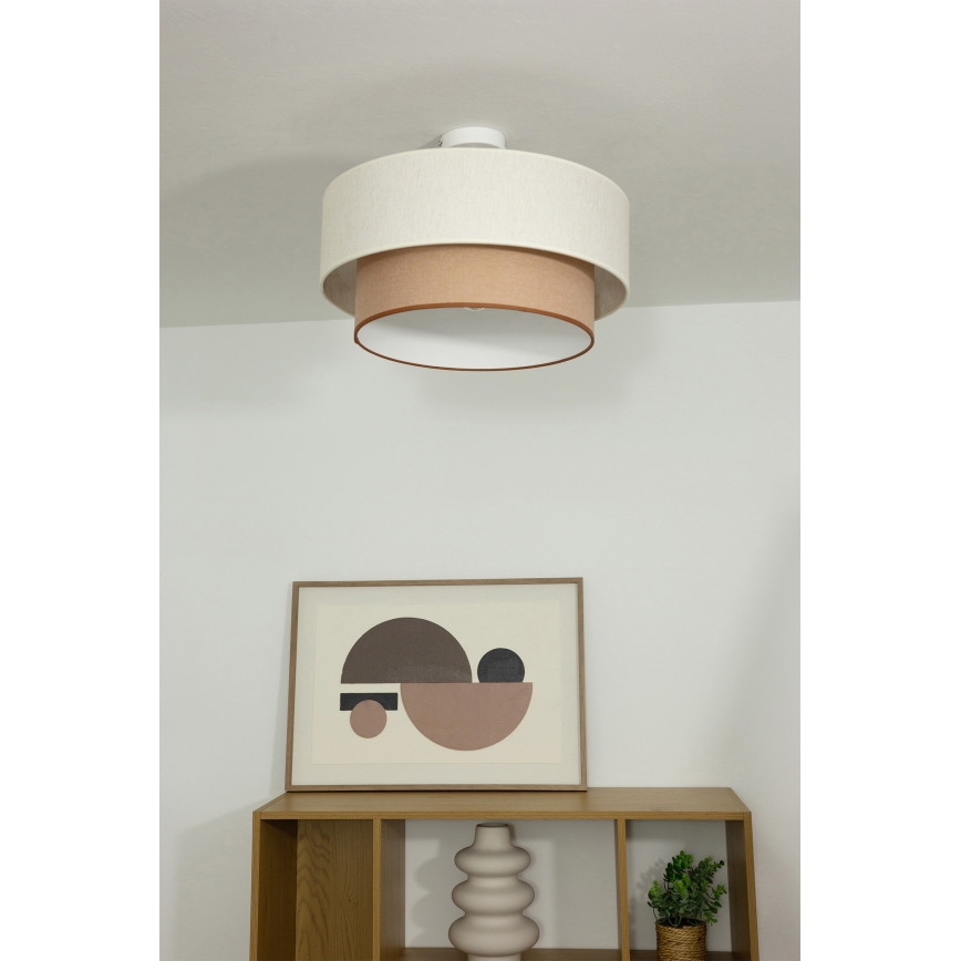 Prisadený luster NATIA 1xE27/60W/230V biela/hnedá