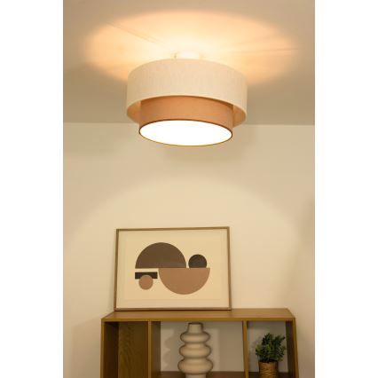 Prisadený luster NATIA 1xE27/60W/230V, priemer 45 cm, biela/hnedá