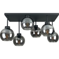 Prisadený luster NESSA 6xE27/60W/230V čierna/dymová čierna