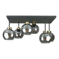 Prisadený luster NESSA 6xE27/60W/230V čierna/zlatá/dymová čierna