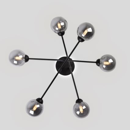 Prisadený luster OBSIDIAN 6xG9/10W/230V čierna/dymová sivá