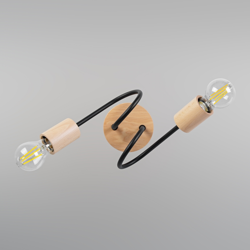 Prisadený luster OXFORD 2xE27/15W/230V borovica/čierna