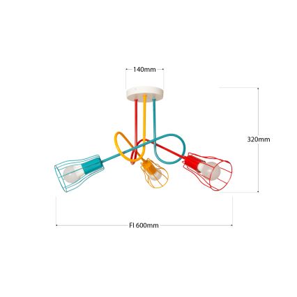 Prisadený luster OXFORD 3xE27/15W/230V
