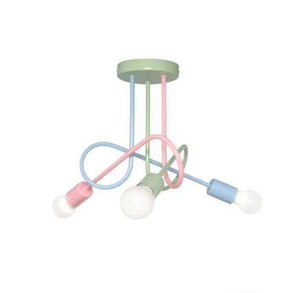 Prisadený luster OXFORD 3xE27/15W/230V zelená/ružová/modrá