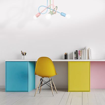 Prisadený luster OXFORD 3xE27/15W/230V zelená/ružová/modrá