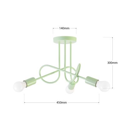 Prisadený luster OXFORD 3xE27/15W/230V zelený