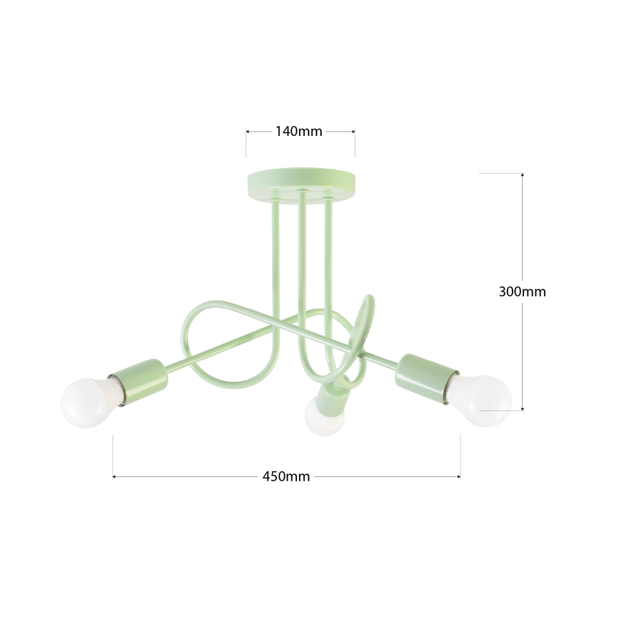 Prisadený luster OXFORD 3xE27/15W/230V zelený