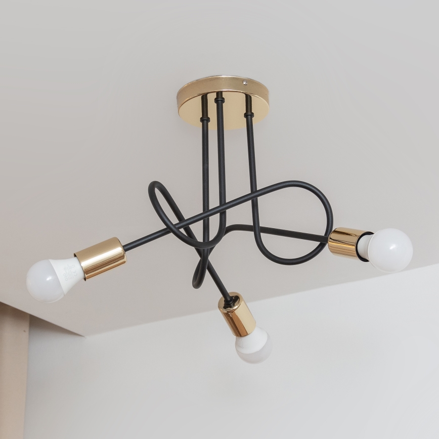 Prisadený luster OXFORD 3xE27/15W/230V zlatá/čierna