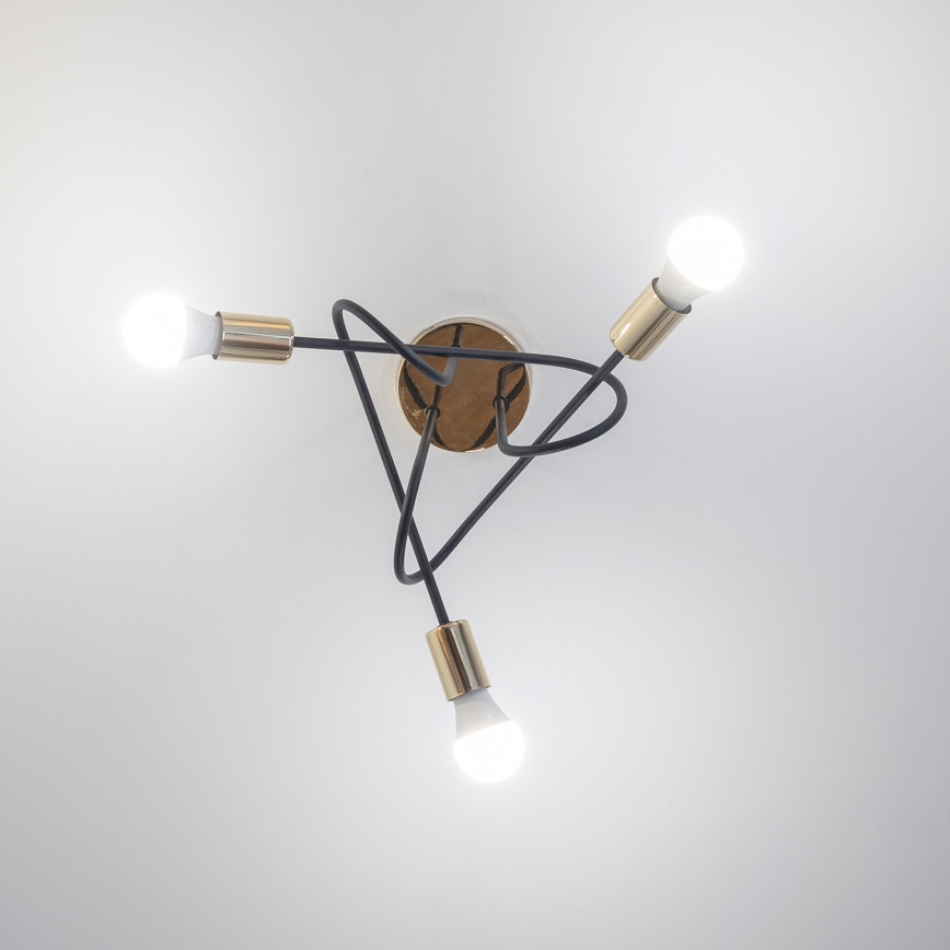 Prisadený luster OXFORD 3xE27/15W/230V zlatá/čierna