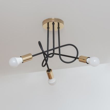 Prisadený luster OXFORD 3xE27/15W/230V zlatá/čierna