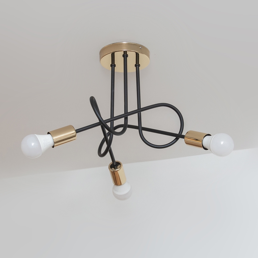 Prisadený luster OXFORD 3xE27/15W/230V zlatá/čierna