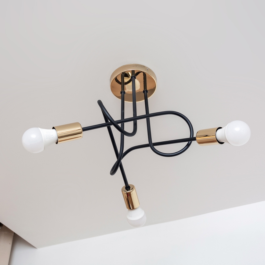 Prisadený luster OXFORD 3xE27/15W/230V zlatá/čierna