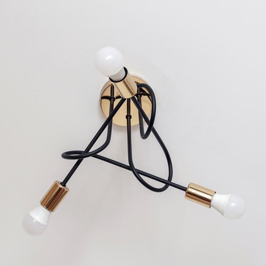 Prisadený luster OXFORD 3xE27/15W/230V zlatá/čierna