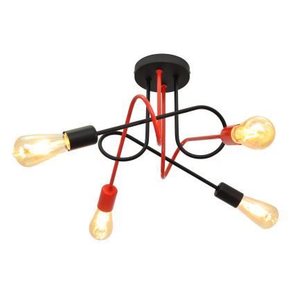 Prisadený luster OXFORD 4xE27/15W/230V čierna/červená