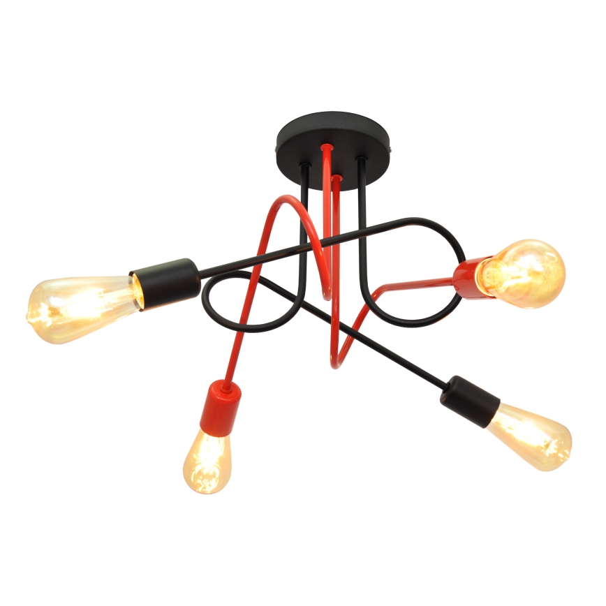 Prisadený luster OXFORD 4xE27/15W/230V čierna/červená