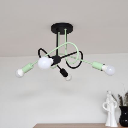 Prisadený luster OXFORD 4xE27/15W/230V čierna/zelená