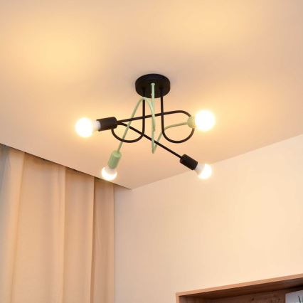 Prisadený luster OXFORD 4xE27/15W/230V čierna/zelená