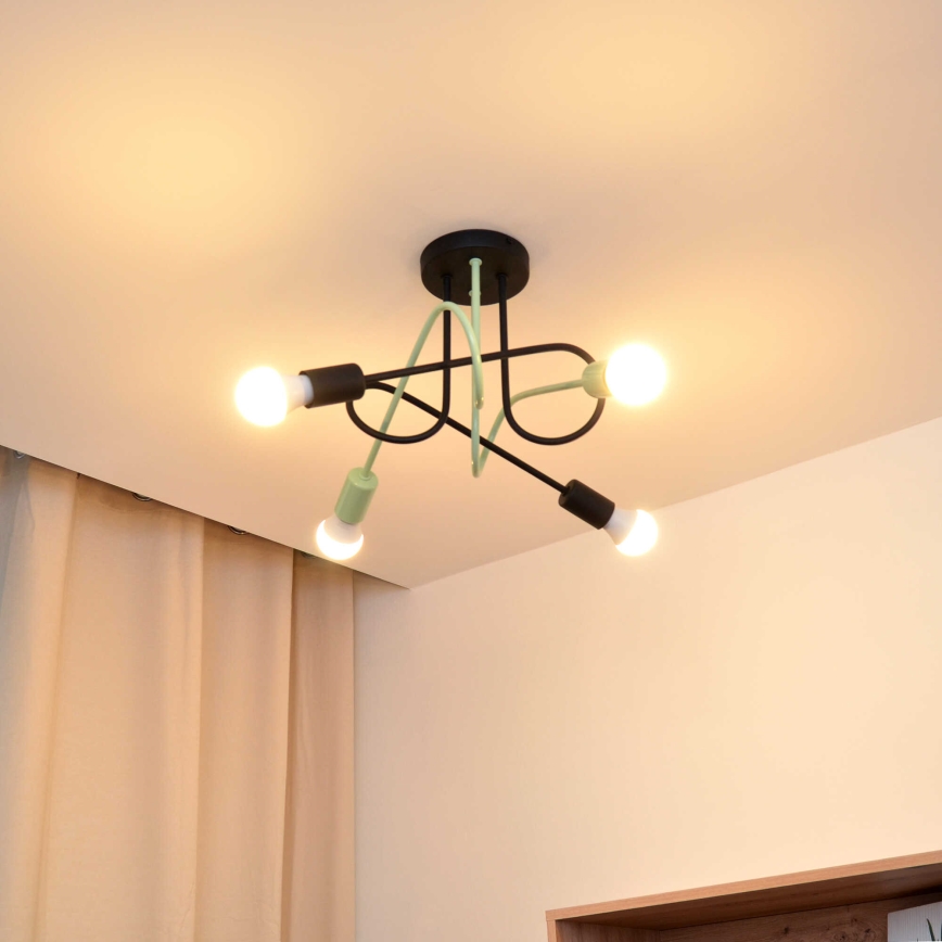 Prisadený luster OXFORD 4xE27/15W/230V čierna/zelená