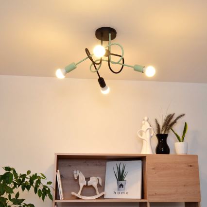 Prisadený luster OXFORD 4xE27/15W/230V čierna/zelená