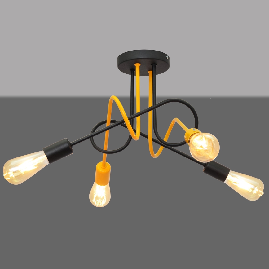 Prisadený luster OXFORD 4xE27/15W/230V čierna/žltá