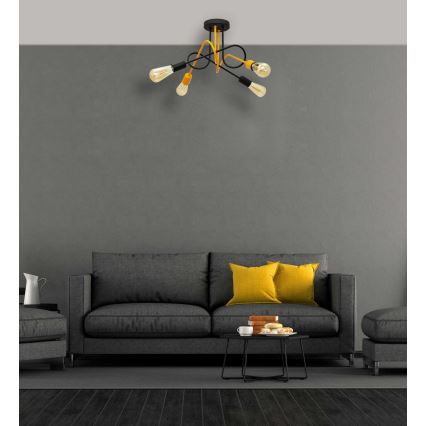Prisadený luster OXFORD 4xE27/15W/230V čierna/žltá