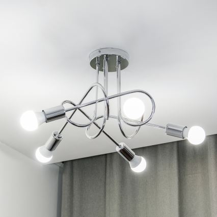 Prisadený luster OXFORD 5xE27/15W/230V lesklý chróm