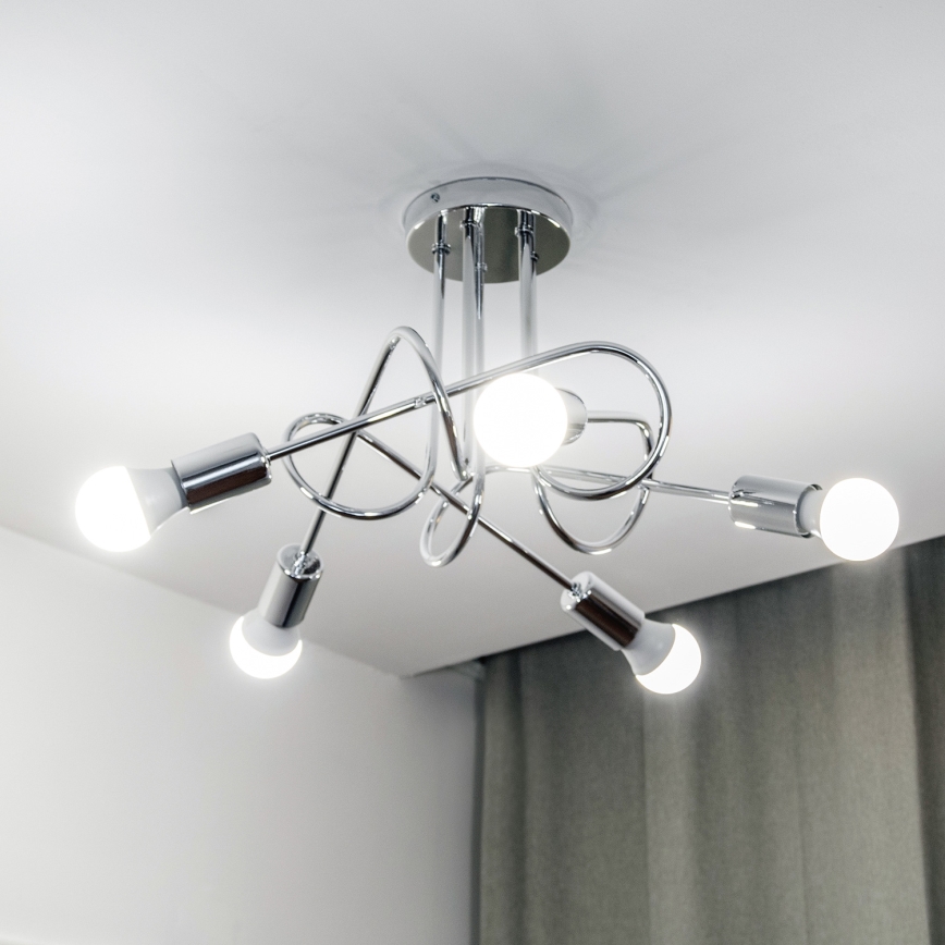 Prisadený luster OXFORD 5xE27/15W/230V lesklý chróm
