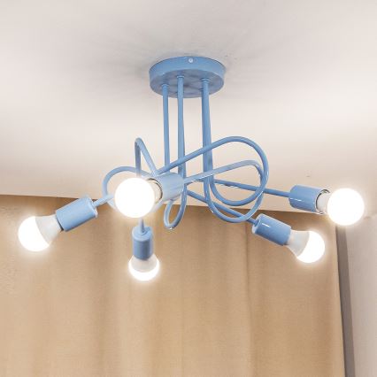 Prisadený luster OXFORD 5xE27/15W/230V, modrý