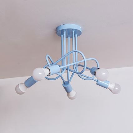 Prisadený luster OXFORD 5xE27/15W/230V, modrý