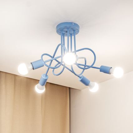 Prisadený luster OXFORD 5xE27/15W/230V, modrý