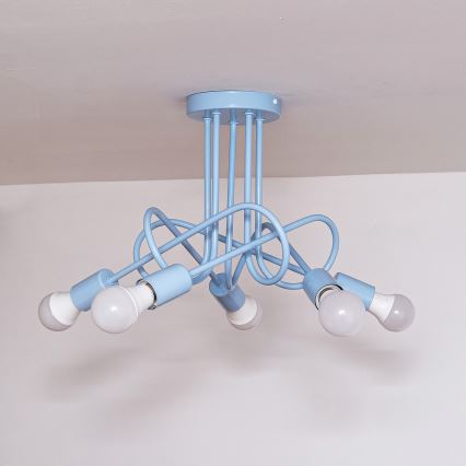 Prisadený luster OXFORD 5xE27/15W/230V, modrý