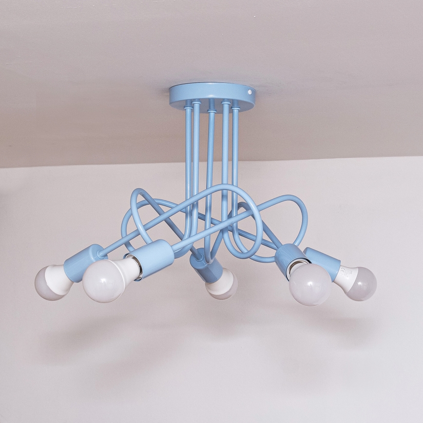 Prisadený luster OXFORD 5xE27/15W/230V, modrý