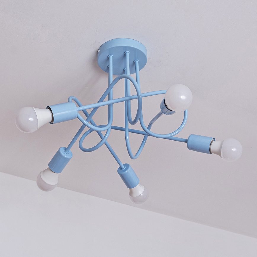 Prisadený luster OXFORD 5xE27/15W/230V, modrý