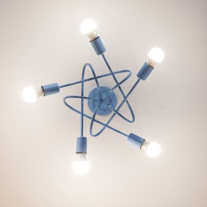 Prisadený luster OXFORD 5xE27/15W/230V, modrý