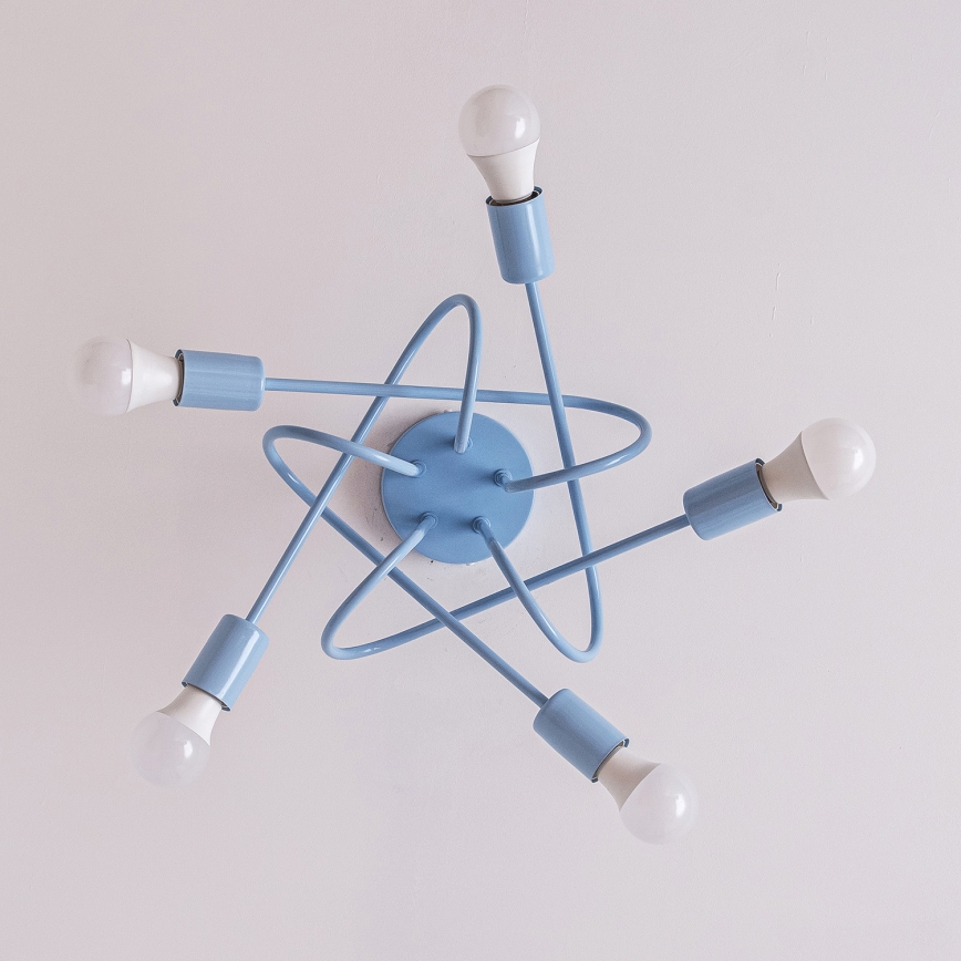 Prisadený luster OXFORD 5xE27/15W/230V, modrý